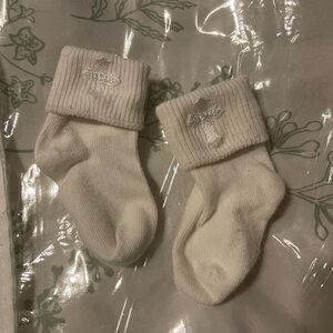 Baby White Embroidered Cross Cuff Socks